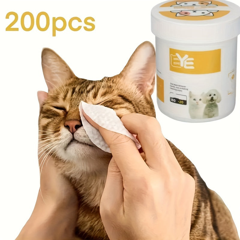 Durable Polyester 200 Pieces Pet Eye Wet Wipes - Cat Eye Cleaner: Removing Tear Stains, Safe for Cats