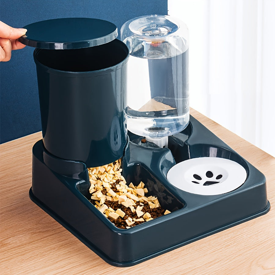 Automatic 2-in-1 Pet Feeder and Water Dispenser Set - Gravity Feeding & Drinking Station for Dogs - Uncharged, No Battery Required, Indoor Use