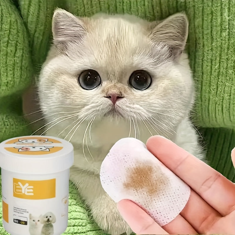 Durable Polyester 200 Pieces Pet Eye Wet Wipes - Cat Eye Cleaner: Removing Tear Stains, Safe for Cats