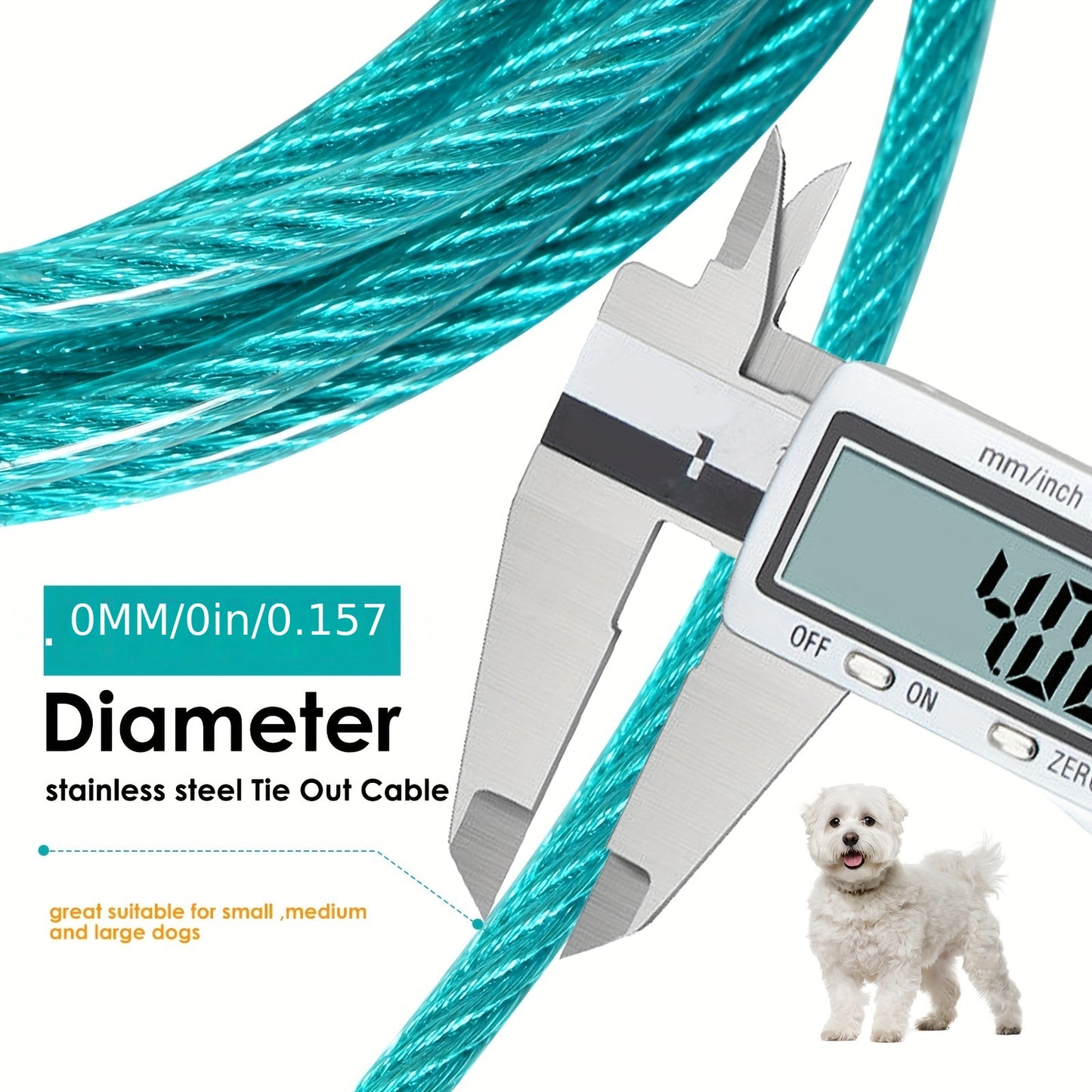 Heavy Duty Dog Tie Out Cable - 10FT 15FT 20FT 25FT 30FT 40FT 50FT 75FT 100FT Chew Proof Dog Leads for Yard, Durable Dog Runner for Large Dogs Up to 125lbs, Camping and Outdoor Use