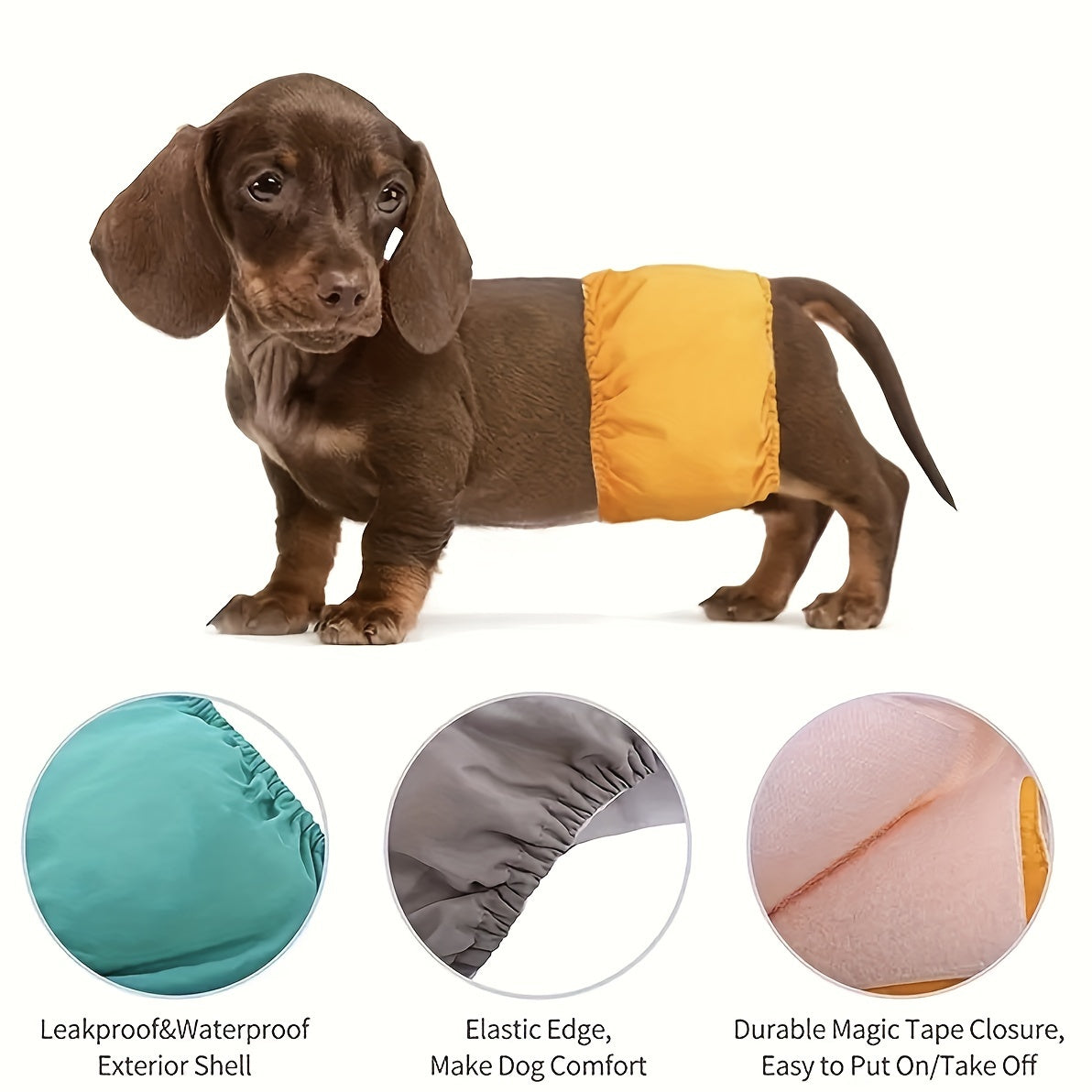 Dog Belly Band Diapers - Washable and Reusable Dog Wraps for Male Dogs, Leakproof Pet Dog Incontinence Pants, Durable with Magic Tape Closure for Comfort Fit, Target Species: Dogs, Major Material: Blended