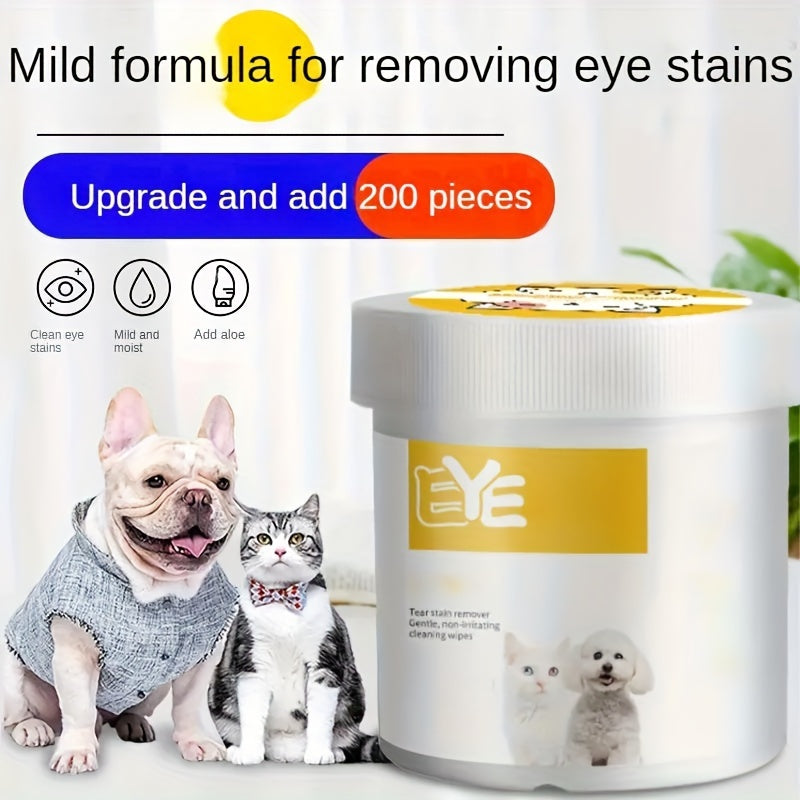 Durable Polyester 200 Pieces Pet Eye Wet Wipes - Cat Eye Cleaner: Removing Tear Stains, Safe for Cats
