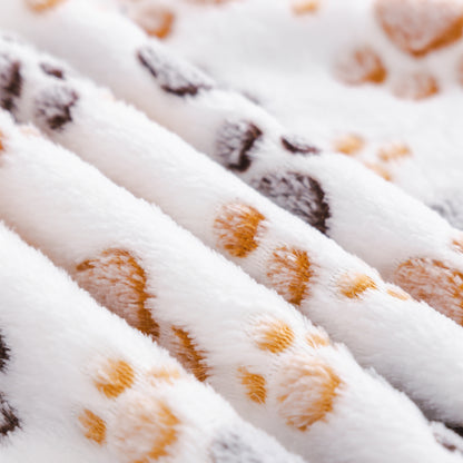 Pet Blanket, Cute Paw Print Fluffy Dog Coral Fleece Blanket, Thermal Soft Dog Mat For Bed Nest Couch Kennel, Pet Supplies