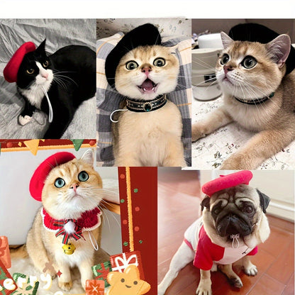 1pc Cute Pet Beret Hat For Dog And Cat Headgear, Dog Hat, Cat Headdress, Pet Photo Props
